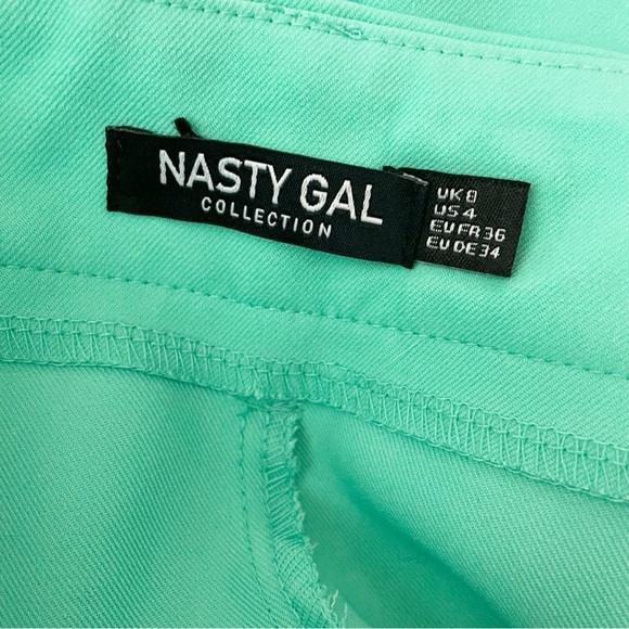 NastyGal Pleated Wide Leg High-Waist Utility Trousers Sea Mint Green NWOT Sz 4 - Picture 11 of 13